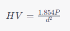 vickers hardness testing equation