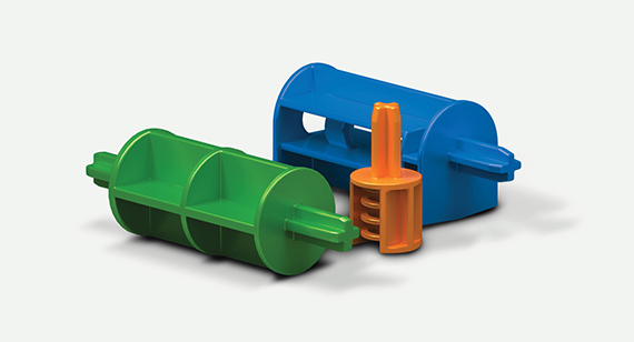 different colour jigs for manufacturing equipment