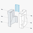 The left image illustrates resulting corner radii from milling. Consider adding reliefs to sharp corners (right image) to improve fit