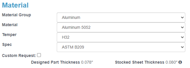 Sample of new material thickness feature in ecom experience