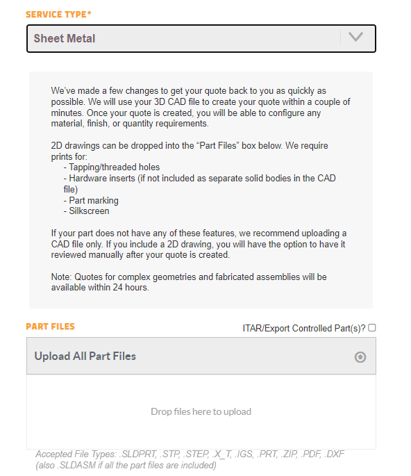 New CAD upload experience