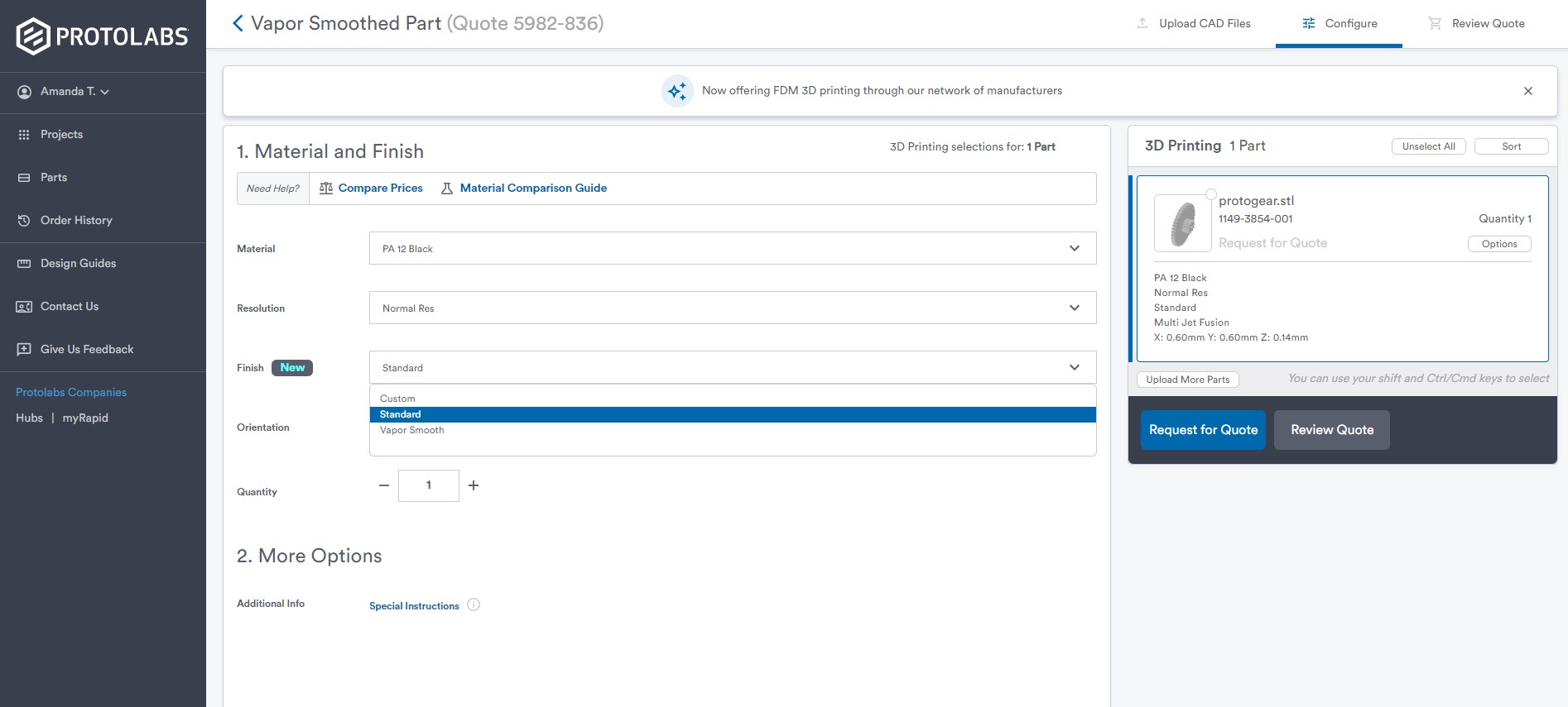 Protolabs ecommerce screenshot