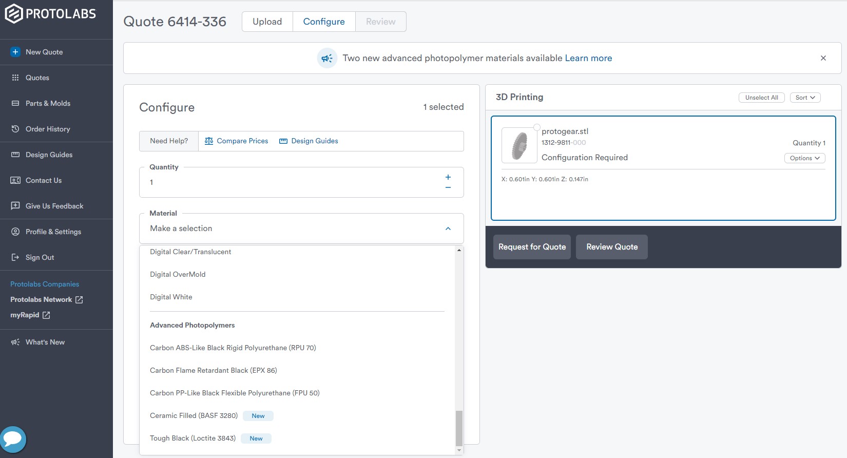 How to select an Advanced Photopolymer in Ecom