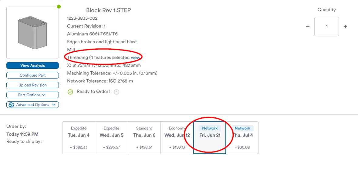 Screen shot of threading experience in Ecomm